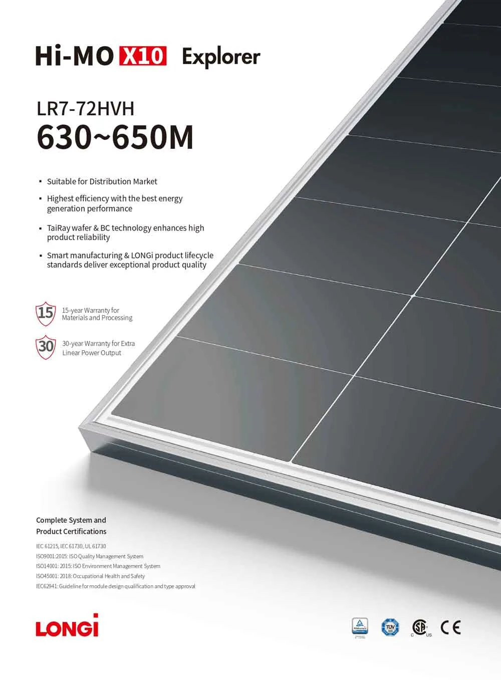 Tấm Pin năng Lượng Mặt trời LONGI HIMO X10 630~650W